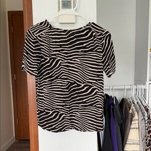H&M Black and Cream Zebra Print Blouse